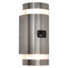 Lutec IP44 Focus PIR Wall Light - Stainless Steel