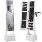 Beautify White LED Jewellery Armoire With Mirror