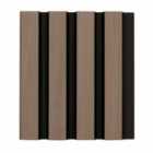 Waterproof Walnut & Black Slatted Wall Panel 2400 x 1700mm
