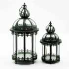Msl 65/45Cm Green Set 2 Metal Garden Lanterns