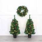 Robert Dyas Pre-Lit Front Door Tree's & Wreath Set