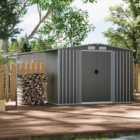 Garden Sanctuary 4 X 8 Ft Grey Metal Firewood Rack With Roof