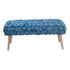 Artemis Home Cushla Bubbly Velvet Large Footstool - Blue