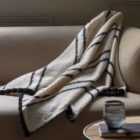 Crossland Grove Ophelia Scalloped Throw Cream & Black 1300X1700Mm