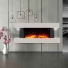 Garden Sanctuary 50 Inch 2000W White Electric Fireplace With Wooden Mantel