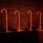 Samuel Alexander Set Of 4 Xl Light Up Red & White Stripe Christmas Candy Cane Garden Stakes With Leds