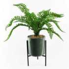 40Cm Artificial Fern With Ceramic Planter & Stand