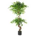 150Cm Twisted Trunk Artificial Japanese Fruticosa Ficus Tree Black Planter