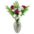 85Cm White Carnation Pink Peony And Fern In Glass Vase