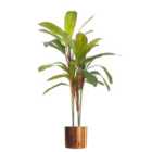 Artificial 100Cm Potted Dracaena Tropical Plant With Copper Metal Plater
