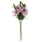 Pack Of 6 X 100Cm Large Pink Lily Stem - 18 Flowers