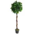 120Cm (4Ft) Twist Natural Trunk Artificial Topiary Bay Laurel Ball Tree