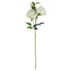 Artificial 100Cm Pink Blossom White Rose Arrangement Glass Vase