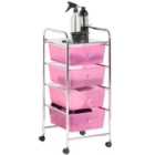 Vonhaus 4 Drawer Trolley - Pink
