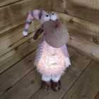 Samuel Alexander 50Cm Standing Warm White Light Up Christmas Reindeer Wearing Pink And Grey Hat