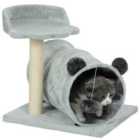 PawHut Cat Tree w/ Scratching Post, Bed, Cat Tunnel, Toy Ball, Grey