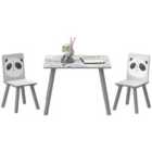 ZONEKIZ Kids Table and Chair Set, Toddler Table w/ 2 Chairs, Grey