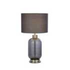 Lighting Collection Smoke Glass & Satin Nickel Table Lamp