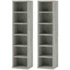 HOMCOM Set of 2 CD Storage Units w/ Adjustable Shelves Cement Grey