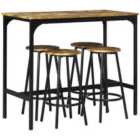 HOMCOM 5 Piece Bar Table and Stools Set w/ Metal Frame Rustic Brown