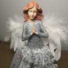 Samuel Alexander 28Cm Premier Christmas Tree Top Angel Decoration With Feather Wings In Silver