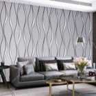 Garden Sanctuary 950Cm X 53Cm Non Woven Fabric Geometric Wavy Striped Wallpaper Non-pasted