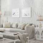 Garden Sanctuary 3D Stripe Non Woven Wallpaper Roll 950Cm X 53Cm - White