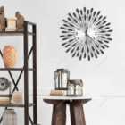 Garden Sanctuary 37.5Cm Silent Metal Wall Clock With Crystals - Black