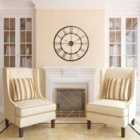 Garden Sanctuary 60Cm Decorative Metal Roman Numeral Skeleton Wall Clock - Brown Black