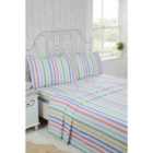 Rapport Home Candy Stripe Brused Cotton Sheet Set Double Multi