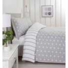 Rapport Home Spots & Stripes Microfibre Duvet Set Double Grey