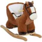 Aiyaplay Kids Rocking Horse W/ Sound, Safety Belt - Brown