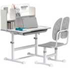 Aiyaplay Kids Desk And Chair Set W/ Tiltable Desktop Reading Rack - Grey