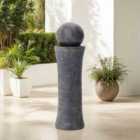 Garden Sanctuary Resin Cylindrical Water Polo Fountain With Light