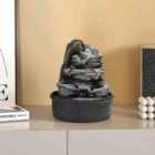 Garden Sanctuary Tiered Rock Water Fountain With LED Lights