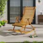 Garden Sanctuary Bamboo Foldable Recliner Outdoor Rocking Chair With Adjustable Footrest - Light Brown