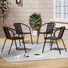 Garden Sanctuary 4 Pcs Black Pe Rattan Stacking Chairs