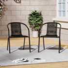 Garden Sanctuary 2 Pcs Black Pe Rattan Stacking Chairs