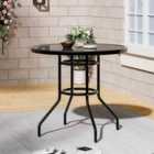 Garden Sanctuary Outdoor Round Tempered Glass Table With Parasol Hole