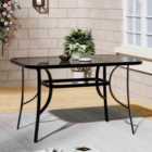Garden Sanctuary Rectangle Metal Frame And Tempered Glass Garden Table With Parasol Hole