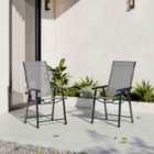 Garden Sanctuary 2 Pcs Metal Frame And Breathable Fabric Foldable Chairs
