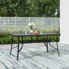 Garden Sanctuary Rectangle Tempered Glass Garden Table With Parasol Hole For Outdoor