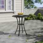 Garden Sanctuary 68Cm Dia Black Round Cast Aluminum Dining Table With Umbrella Hole