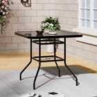 Garden Sanctuary Outdoor Square Tempered Glass Table With Parasol Hole