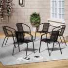 Garden Sanctuary 6 Pcs Pe Rattan Stacking Garden Chairs