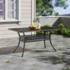 Garden Sanctuary Rectangular Cast Aluminum Dining Table With Parasol Hole