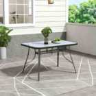 Garden Sanctuary 120Cm W Garden Tempered Glass Wood Grain Coffee Table With Parasol Hole