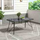 Garden Sanctuary 150Cm W Rectangular Tempered Glass Marble Coffee Table With Parasol Hole