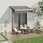 Garden Sanctuary 200Cm W X 150Cm D Grey Outdoor Retractable Awning For Window And Door