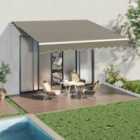 Garden Sanctuary 350Cm W X 300Cm D Grey Outdoor Retractable Awning For Window And Door